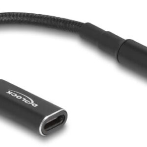 DELOCK αντάπτορας τροφοδοσίας laptop 60036, USB-C σε Dell 4.5x3.0mm, 15cm, μαύρος