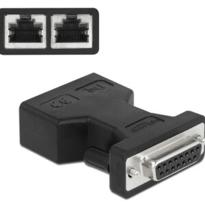 DELOCK αντάπτορας D-Sub 15 Pin σε 2x RJ45 66806, μαύρος