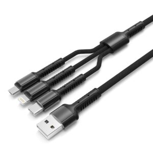 LDNIO καλώδιο USB σε USB-C/Lightning/Micro USB LC93, 3.4A, 1.2m, γκρι