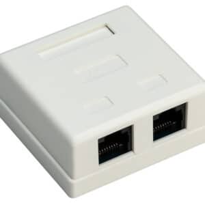 GOOBAY επιτοίχια πρίζα δικτύου 77633, 2 θύρες RJ45, CAT 6 UTP, λευκή