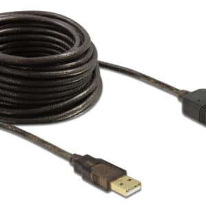 DELOCK καλώδιο USB 2.0 αρσενικό σε θηλυκό 82446, active, 10m, μαύρο