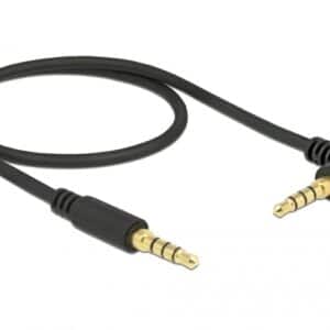 DELOCK Καλώδιο Jack stereo σε Jack stereo 4pin 3.5mm, 90°, μαύρο, 1m
