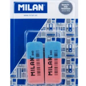 MILAN γόμα 620 BCM10100MP για μολύβι και στυλό, 53 x 20 x 8mm, σετ 2τμχ