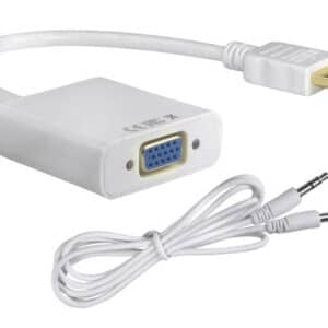 POWERTECH αντάπτορας HDMI σε VGA CAB-H072, καλώδιο 3.5mm, 0.20m, λευκός