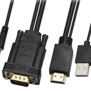 POWERTECH καλώδιο HDMI & USB σε VGA & 3.5mm CAB-H111, 1080p, 5m, μαύρο
