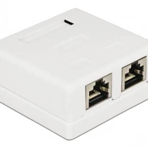 POWERTECH επιτοίχια πρίζα δικτύου CAB-N130, 2 θυρών, Cat.6 UTP, λευκή