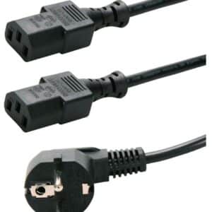POWERTECH καλώδιο τροφοδοσίας PC για σύνδεση 2 συσκευών P009, 3pin, 1.5m
