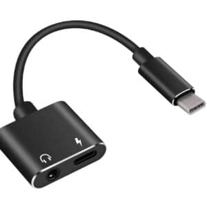 POWERTECH αντάπτορας USB-C σε USB-C & 3.5mm θηλυκό CAB-UC031, μαύρος
