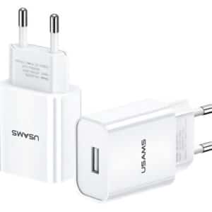 USAMS φορτιστής τοίχου T18, 1x USB, 2.1A, λευκός