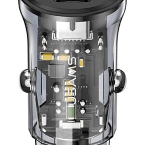 USAMS φορτιστής αυτοκινήτου US-CC164, USB & USB-C, 30W, μαύρος