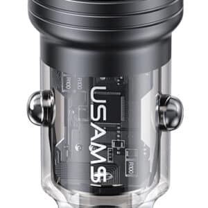 USAMS φορτιστής αυτοκινήτου US-CC175, USB & USB-C, 45W, QC & PD, μαύρος