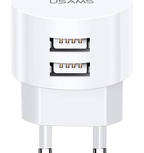 USAMS φορτιστής τοίχου T20, 2x USB, 2.1A, λευκός
