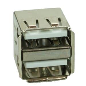 USB 2.0 Connector Double, down, Silver/White