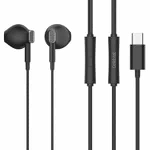 CELEBRAT earphones με μικρόφωνο D12, USB-C σύνδεση, Φ14.2mm, 1.2m, μαύρα