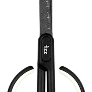 FIZZ ψαλίδι FZ212003-W με χάρακα, μεταλλική λεπίδα, 17cm, μαύρο-λευκό