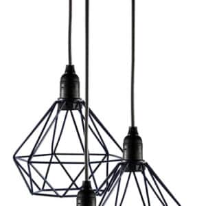 POWERTECH τρίφωτο φωτιστικό οροφής HLL-0004, E27, Φ20, μεταλλικό, μαύρο