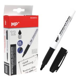 MP Μαρκαδόρος ασπροπίνακα PE494N-S, πάχος μύτης 2-3mm, μαύρος, 12τμχ