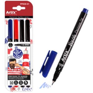 ARTIX PAINTS μαρκαδόρος σχεδίου PP928-01, μπλε/μαύρο/κόκκινο, 4τμχ