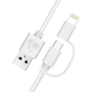 POWERTECH καλώδιο USB σε Micro/Lightning PT-707, MFi, 2.4A, 1m, λευκό