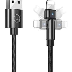 USAMS καλώδιο Lightning σε USB US-SJ476, περιστρεφόμενο, 2.1A, 1m, μαύρο