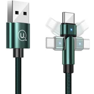 USAMS καλώδιο USB-C σε USB SJ477, περιστρεφόμενο βύσμα, 2A, 1m, πράσινο