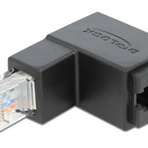 DELOCK αντάπτορας RJ45 86423, CAT 6 UTP, γωνιακός 90°, μαύρος