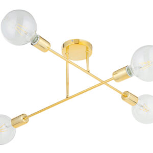 POWERTECH φωτιστικό οροφής HLL-0150, 4x E27, μεταλλικό, χρυσό