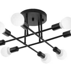 POWERTECH φωτιστικό οροφής HLL-0152, 8x E27, μεταλλικό, μαύρο