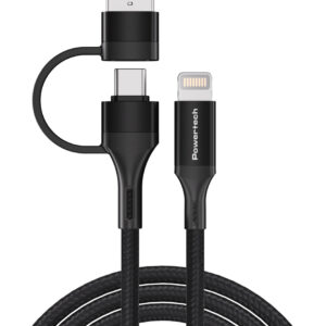 POWERTECH καλώδιο USB & USB-C σε Lightning PTR-0159, PD 27W, copper, 1.5m, μαύρο