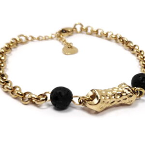 Βραχιόλι Ατσάλι 316L, αλυσίδα και λάβα σε χρώμα Χρυσαφί