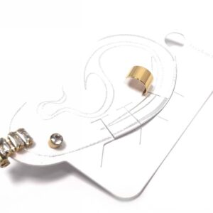 Σκουλαρίκια Ατσάλι 316L, 3 τεμάχια (κρίκος Cuff, κρυσταλλάκι και στρας) σε χρώμα Χρυσαφί