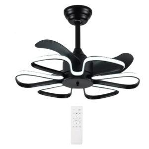 POWERTECH ανεμιστήρας οροφής HLL-0174 με LED φως, 96W, Φ55x35cm, μαύρος