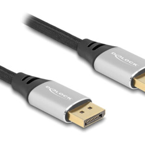 DELOCK καλώδιο DisplayPort 2.1 80634, 16K/60Hz, 40 Gbps, 2m, μαύρο