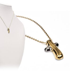 Κολιέ Ατσάλι 316L, αλυσίδα με σταυρό σε χρώμα Χρυσαφί και χρώμα Ασημί