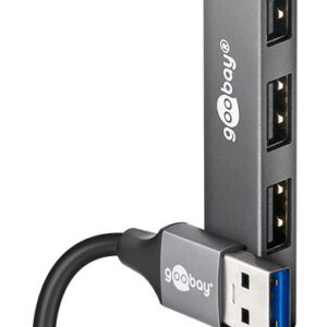 GOOBAY USB hub 74456, 4x θυρών, USB 3.2, 5Gbps, USB σύνδεση, γκρι