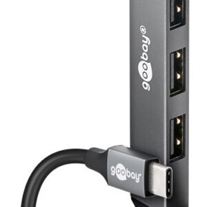 GOOBAY USB hub 74457, 4x θυρών, USB 3.2, 5Gbps, USB-C σύνδεση, γκρι