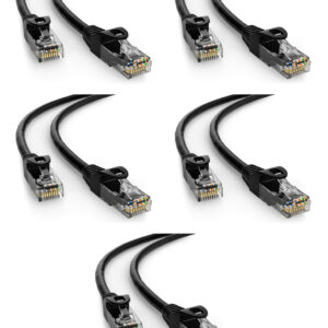 POWERTECH καλώδιο δικτύου CAB-N403-5, Cat 6 U/UTP, CCA, 250Hz, 1m, μαύρο, 5τμχ