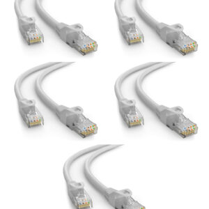 POWERTECH καλώδιο δικτύου CAB-N413-5, Cat 6 U/UTP, CCA, 250Hz, 0.25m, γκρι, 5τμχ