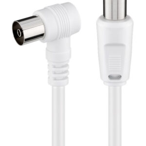 POWERTECH καλώδιο κεραίας RF αρσενικό - RF θηλυκό CAB-V040, γωνιακό, λευκό, 1.5m
