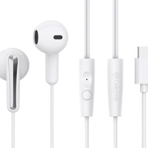 CELEBRAT earphones με μικρόφωνο G37, USB-C σύνδεση, 14.2mm, 1.2m, λευκά