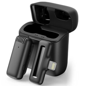 APEXEL ασύρματο μικρόφωνο APL-MIC013 με θήκη φόρτισης, Lightning, 2.4GHz, μαύρο