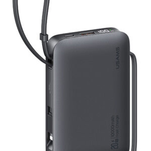 USAMS power bank CD228 με 2x καλώδια, 2x θύρες εξόδου, 10000mAh, 20W, γκρι