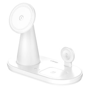 LDNIO ασύρματος φορτιστής WL01 με LED φωτισμό, 3 σε 1, 15W, λευκός