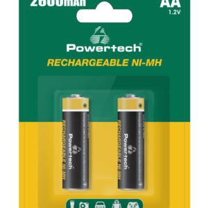 POWERTECH επαναφορτιζόμενες μπαταρίες NI-MH PT-1404, AA, 2600mah, 1.2V, 2τμχ