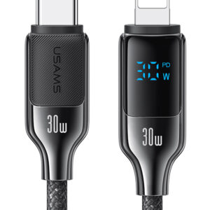 USAMS καλώδιο Lightning σε USB-C SJ741, 30W, 480Mbps, 1.2m, μαύρο