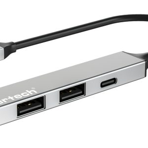 POWERTECH USB hub PT-1413, 4x θυρών, USB 3.2, 5Gbps, USB σύνδεση, γκρι