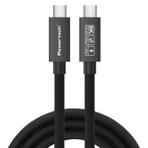 POWERTECH καλώδιο USB-C PTR-0165, USB4, 240W, 40Gbps, 8K/60Hz, 1m, μαύρο