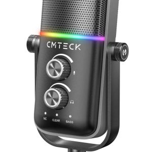 CMTECK επιτραπέζιο μικρόφωνο XM600, omnidirectional/καρδιοειδές, USB, RGB LED, μαύρο