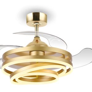 BRUNO ανεμιστήρας οροφής με LED φως BRN-0225, AC 122W, 42", Φ107x58εκ., χρυσός