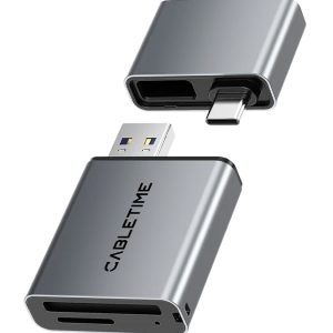 CABLETIME card reader CT-ACCD3-AG για SD & micro SD, USB 3.0, 5Gbps, γκρι